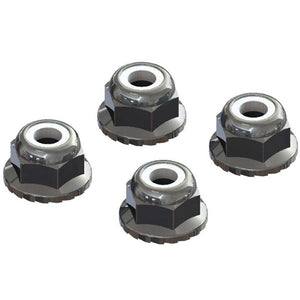 Arrma AR708008 Flanged Nyloc Locknut 4mm Silver (4) ARAC9699