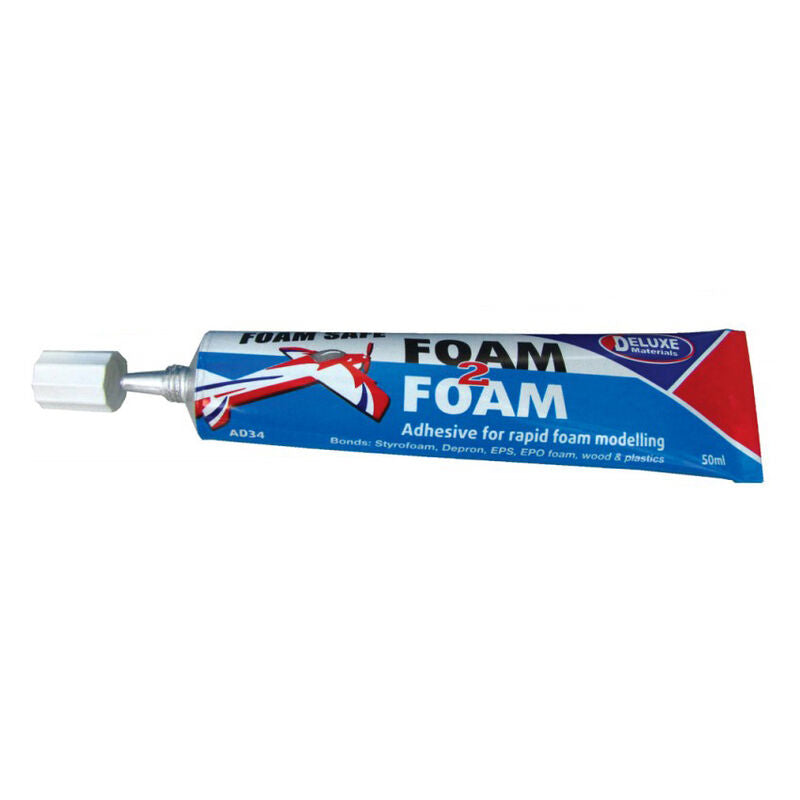 Deluxe Materials Foam 2 Foam, Foam Safe Glue, 50ml: EPO, EPS, Wood DLMAD34