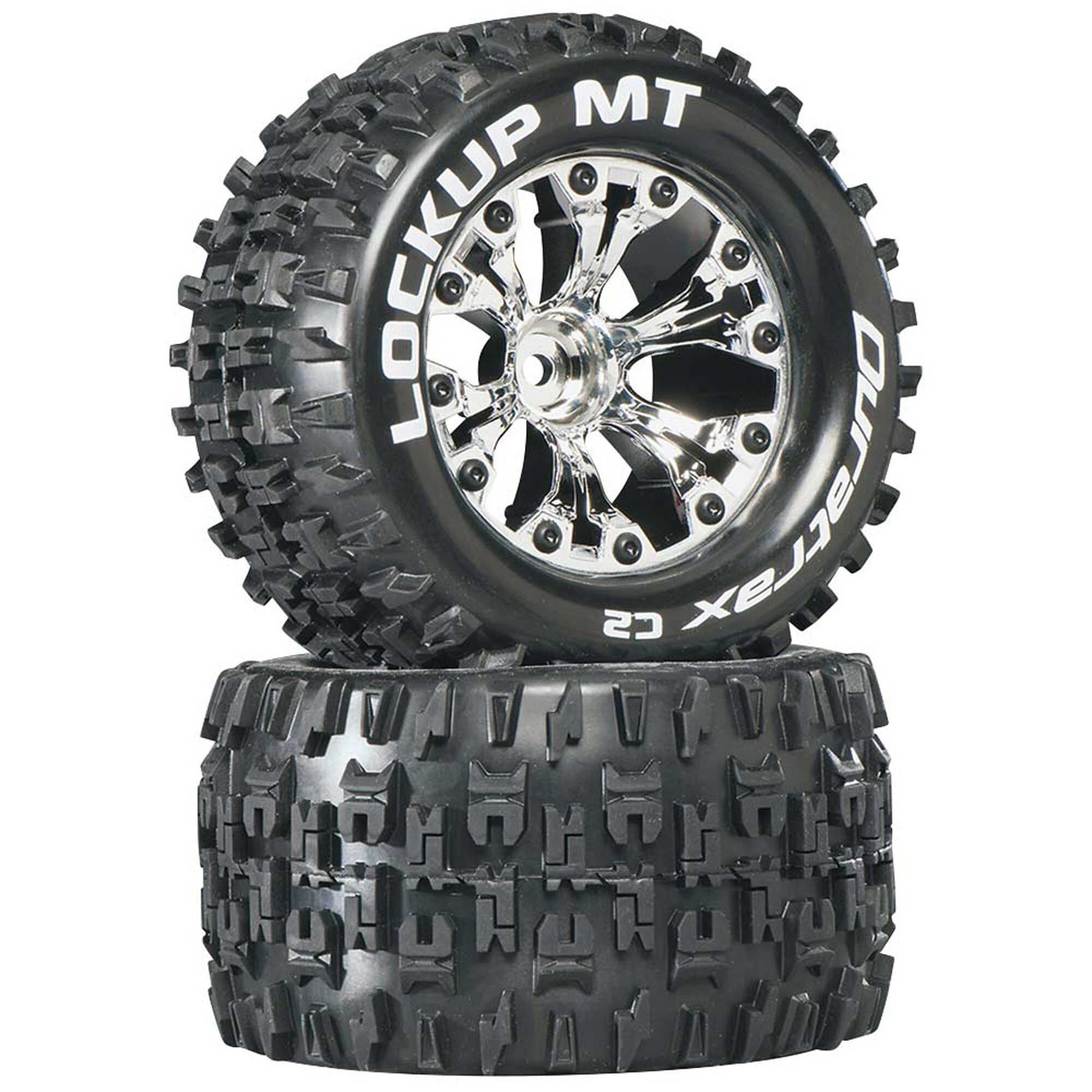 DuraTrax Lockup MT 2.8" 2WD Mounted 1/2" Offset Tires, Chrome (2)