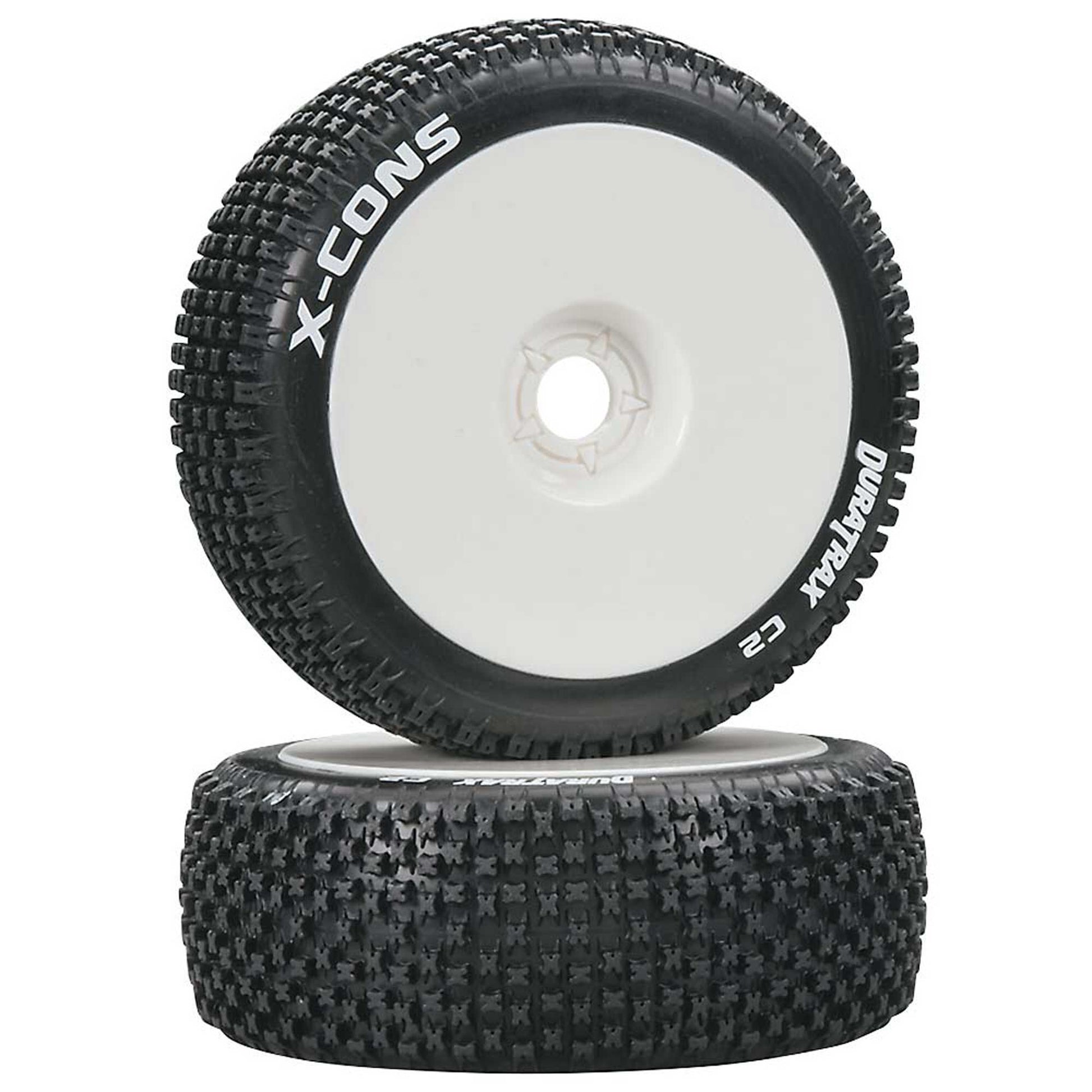 DuraTrax 1/8 X-Cons Buggy Tire C2 Mounted White (2) DTXC3610