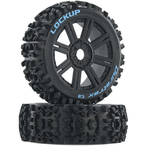 DuraTrax Lockup 1/8 C2 Mounted Buggy Spoke Tires, Black (2) DTXC3616