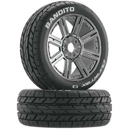 Bandito 1/8 Buggy PreMounted Tire w/ Spoke Wheels (Chrome) (2) (C3)