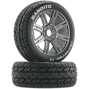 Bandito 1/8 Buggy PreMounted Tire w/ Spoke Wheels (Chrome) (2) (C3)