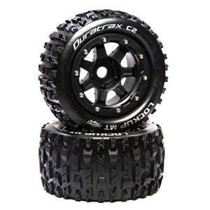 DuraTrax Lockup MT Belt 2.8" Mounted Front/Rear Tires, .5 Offset 17mm, Black (2)