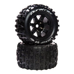 DuraTrax Lockup ST Belt 3.8" Mounted Front/Rear Tires .5 Offset 17mm, Black (2)