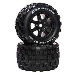 DuraTrax Stakker ST Belt 3.8" Mounted Front/Rear Tires 0 Offset 17mm, Black (2)
