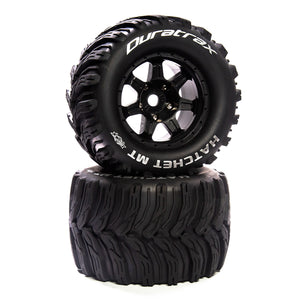 DuraTrax Hatchet MT Belt 3.8" Mounted Front/Rear Tires .5 Offset 17mm, Black (2) DTXC5640