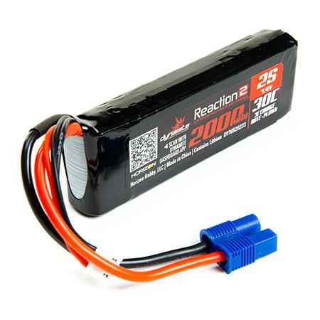 Dynamite Reaction2 7.4V 2000mAh 2S 30C LiPo: EC3 Minis, TWH DYNB20233