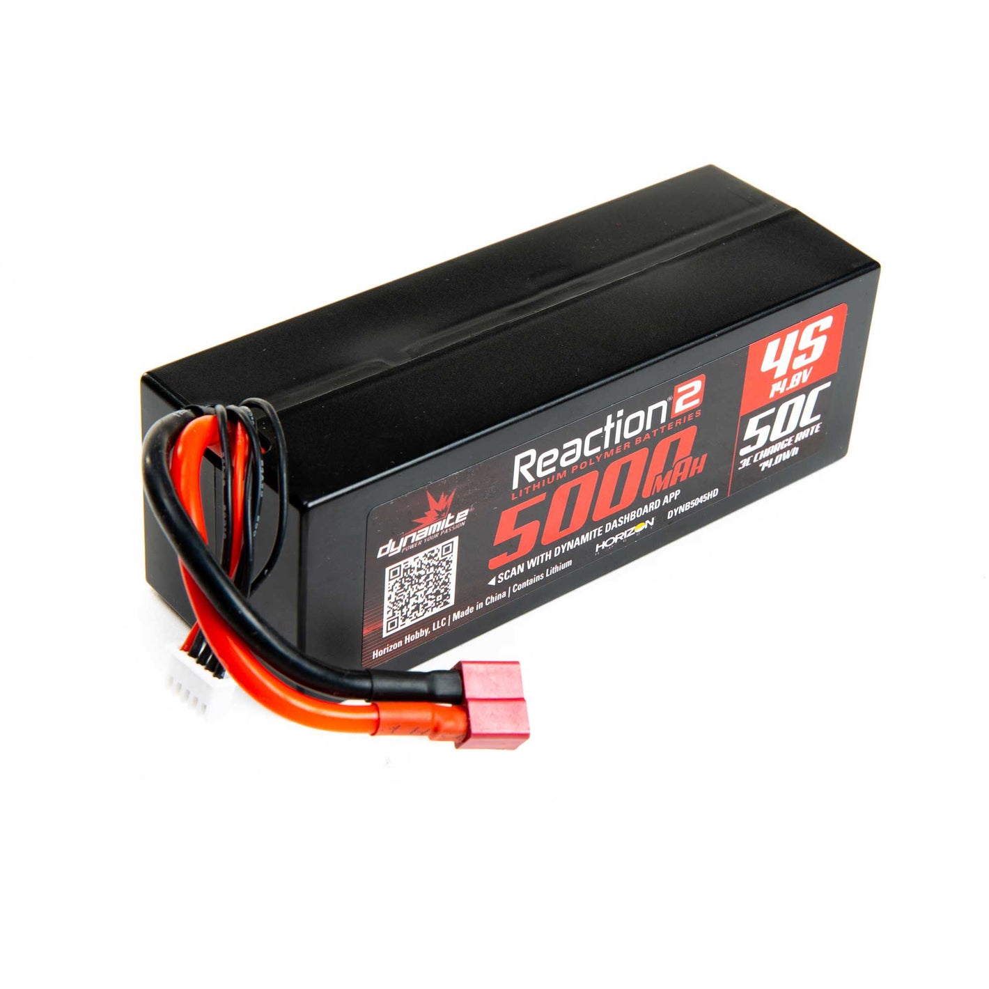 Dynamite 14.8V 5000mAh 4S 50C Reaction 2.0 Hardcase LiPo Battery: Deans DYNB5045HD