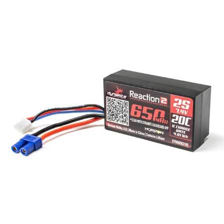 Dynamite Reaction 2 7.4V 650mAh 2S 20C LiPo, Hardcase, EC2 DYNB65021H2