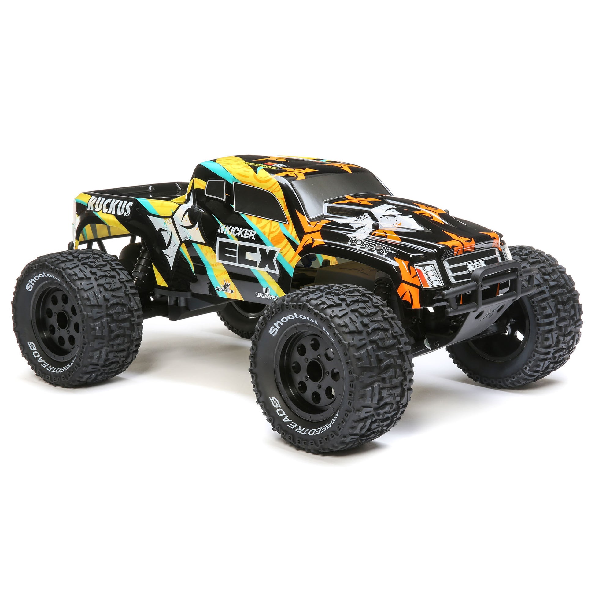 *DISCONTINUED* 1/10 Ruckus 2WD Monster Truck Brushed RTR, Black/Yellow ECX03431T1