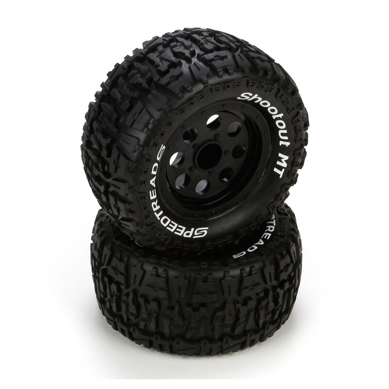 FR/R Tire,Prmnt,Blk Wheel (2):1:10 2wd/4wd Ruckus