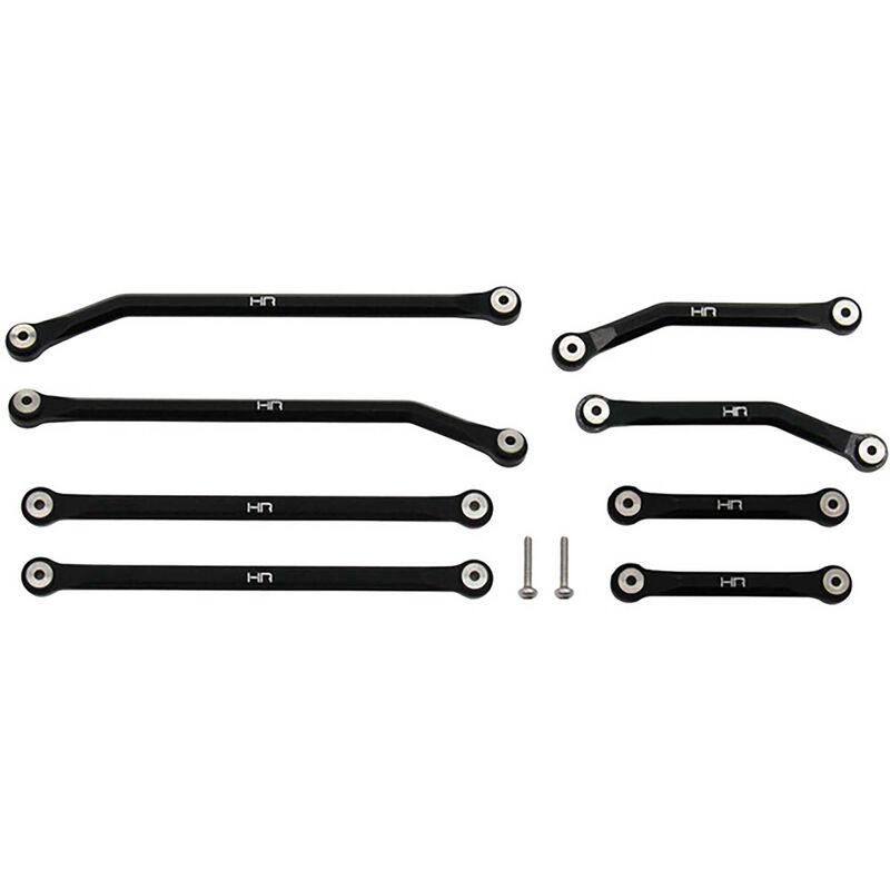 Hot Racing Aluminum High Clearance 4 Links Set for 5.25 (133.5mm) Wheelbase: SCX24 B-17 Betty, Deadbolt HRASXTF133HFA01