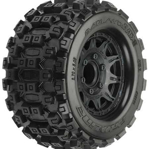 1/10 Badlands MX28 Fr/Rr 2.8" MT Tires Mounted 12mm Blk Raid (2)