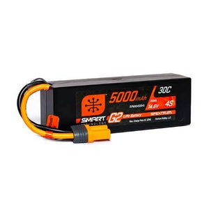 Spektrum 5000mAh 4S 14.8V Smart G2 LiPo 30C Hard Case; IC5 SPMX54S30H5