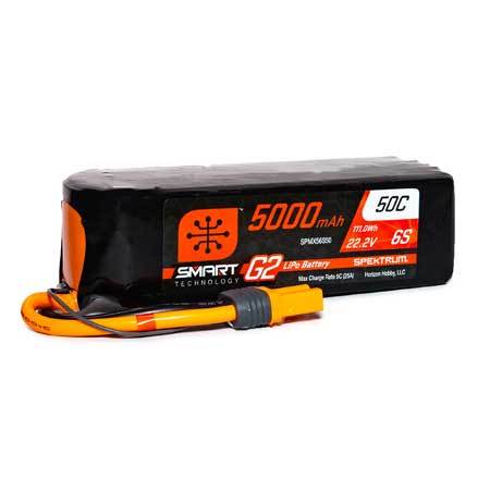 Spektrum 5000mAh 6S 22.2V Smart G2 LiPo 50C; IC5 SPMX56S50