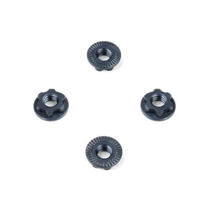 Wheel Nuts (7mm, serrated, gun metal ano, M4, 4pcs)