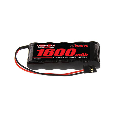 Venom 6.0V 1600mAh 5-Cell DRIVE NiMH Flat Receiver Battery: Universal Receiver VNR1503