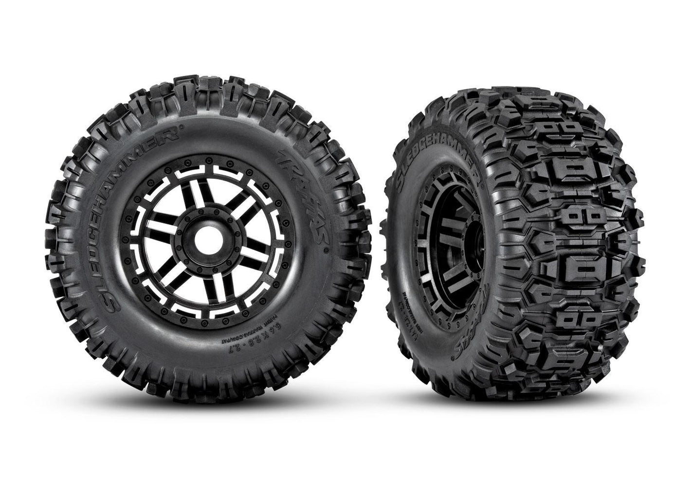 Traxxas Maxx Pre-Mounted Sledgehammer Tires w/17mm Wheels (Black) (2) 8973