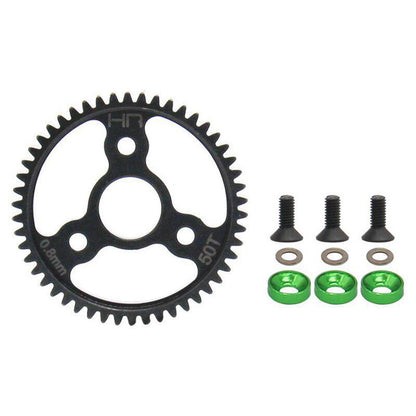 Hot Racing 50T Green Steel Spur Gear, 0.8 Mod: Traxxas E-Revo, Slash 4X4, Stampede 4X4 HRASJT250