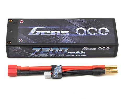 Gens Ace 2S LiPo Battery Pack 70C w/4mm Bullets (7.4V/7200mAh) GEA72002S70D