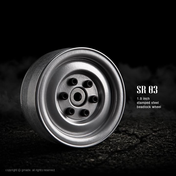 1.9 SR03 Beadlock Wheels (Semigloss Silver) (2)