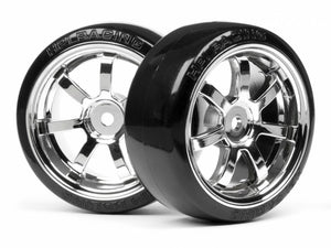 12mm Hex 26mm T-Drift Tire w/Rays 57S-Pro Wheel (Chrome) (2)