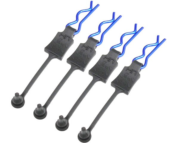 Hot Racing Body Clip Retainers, for 1/8th Scale, Blue (4pcs) HRABWP39E06