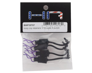 Hot Racing 1/10 Body Clip Retainers (Purple) (4) HRABWP39T07