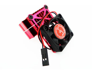 Hot Racing Clip-On Two-Piece Motor Heat Sink W/ Fan, Red HRAMH550TE02