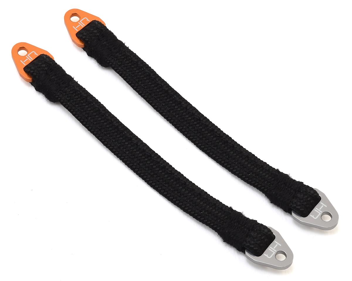 Hot Racing 105mm Suspension Travel Limit Straps (2) (Orange/Silver) HRASLS105T1803