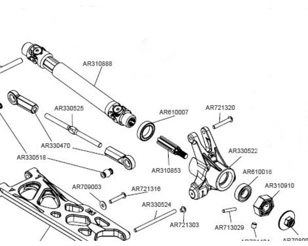 Hot RacingHigh Performance CV Long Driveshafts, Front or Rear, for Arrma 1/10 4x4 HRATFF288RC