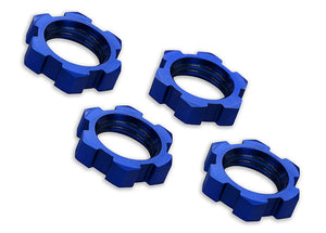 Traxxas Wheel nuts, splined, 17mm, serrated (blue-anodized) (4) 7758