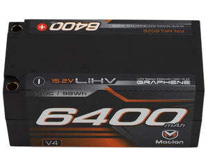 Maclan HV Graphene V4 4S Shorty LiPo Battery w/5mm Bullets (14.8V/6400mAh) MCL6026
