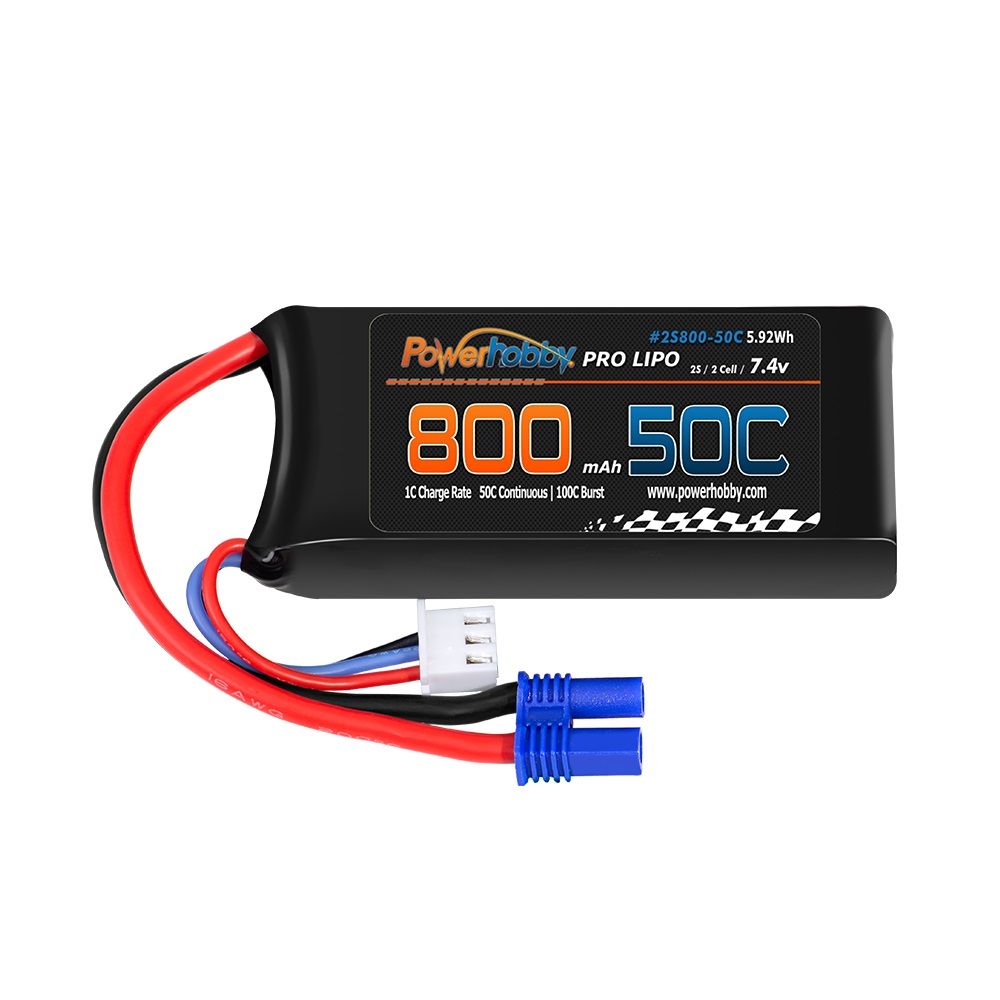 Powerhobby 2S 7.4V 800mAh 50C Lipo Battery w/ EC2 Plug PHB2S80050CEC2