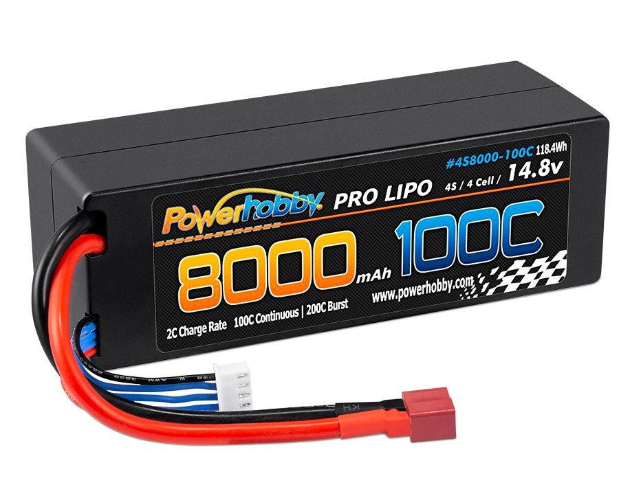 Powerhobby 4s 14.8V 8000MAH 100C Lipo Battery with Deans Plug PHB4S8000100CDNS