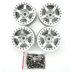Racers Edge 1.9" Aluminum Beadlock Rims (4pcs) 5 Star, Silver RCE3466