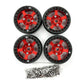 Racers Edge 1.9" Aluminum Beadlock Rims (4pcs) 5 Star, Red with Black Rings RCE3468