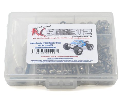 RC Screwz Arrma RC Granite BL 1/10th Monster Truck Stainless Steel Screw Kit RCZARR002