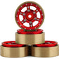 SCX24 Aluminum & Brass Adjustable Offset 1.0" Beadlock Wheels (Red) (4) (23.75g)