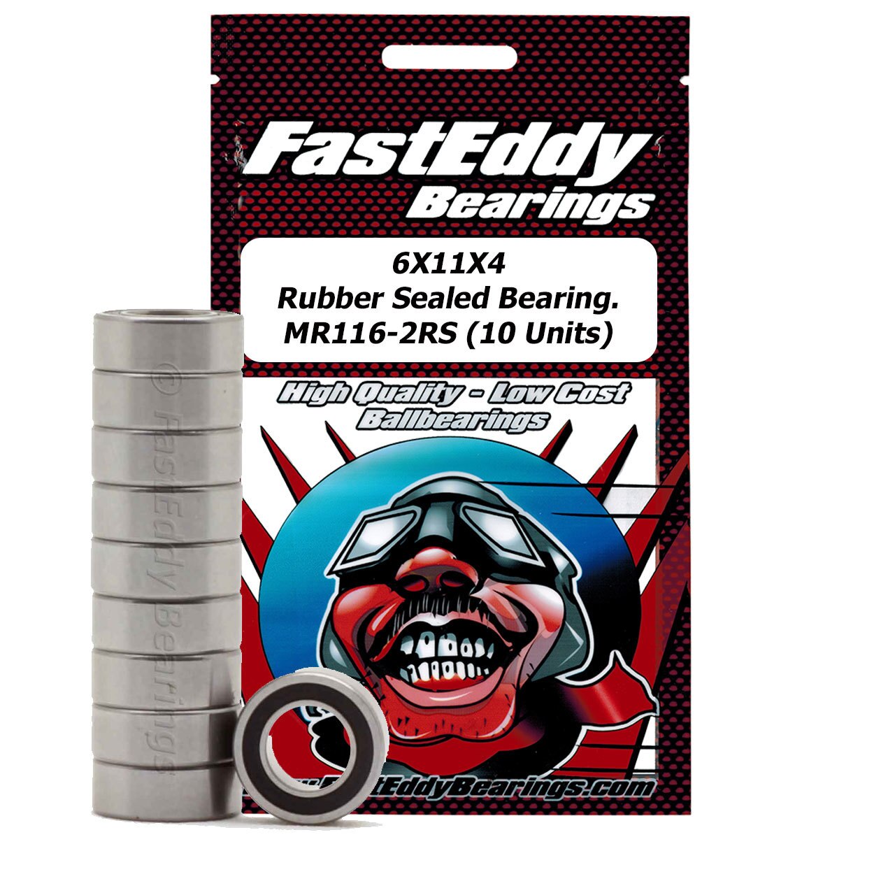 6x11x4mm Rubber Sealed Bearing (10) (SKU: TFE307)