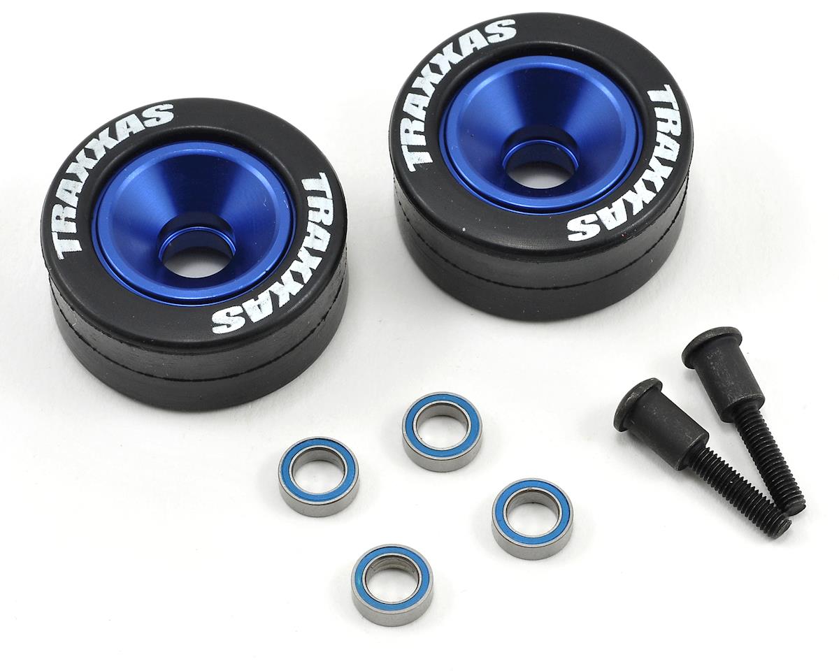 Traxxas Aluminum Wheelie Bar Wheel Set w/Rubber Tires (Blue) (2) 5186A