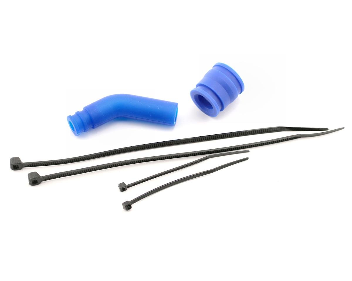 Traxxas Molded Pipe Coupler (Blue) w/ Exhaust deflector & long cable ties 5245