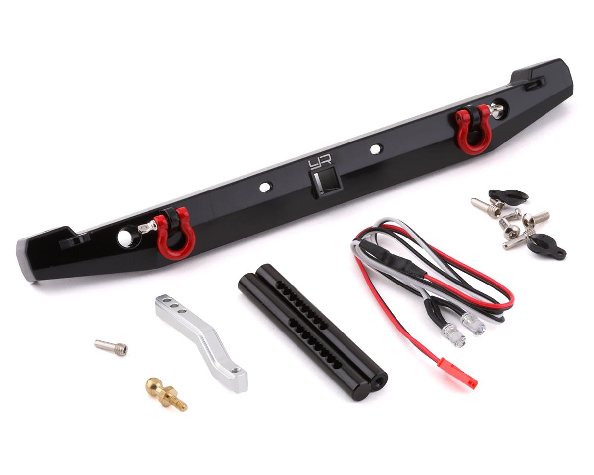 Yeah Racing TRX-4/SCX10 II Aluminum Rear Bumper w/LEDs & Tow Hook (Black) YEA-TRX4-058BK