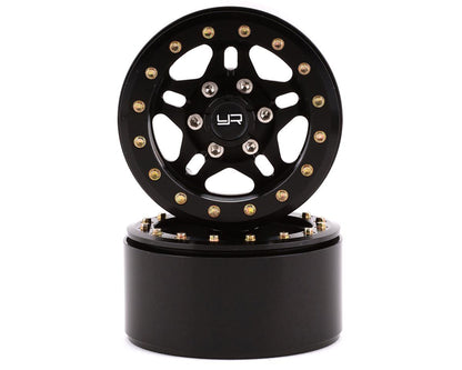 Yeah Racing 1.9" Aluminum 5-Spoke Beadlock Wheels w/12mm Hex (Black) (2) YEA-WL-0116BK