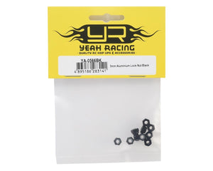 Yeah Racing 3mm Aluminum Lock Nut (10) (Black) YEA-YA-0566BK