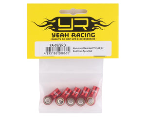 Yeah Racing 3mm Aluminum Threaded Rod Ends (Red) (5) (Reverse Thread) YEA-YA-0572RD